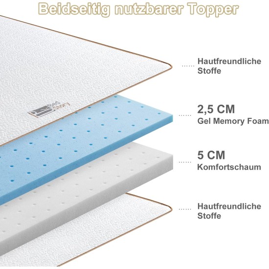 TOPPER BEDSTORY, krycí matrace, 3D Gel-Memory pěna, 140 × 200 cm, výška 5,0 cm