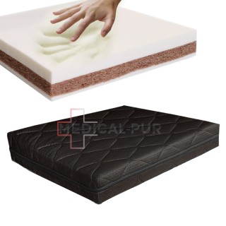 Ortopedický podsedák MEDICAL PUR, kokos + paměťová pěna + PUR, potah TRIMTEX BLACK, výška 10 cm