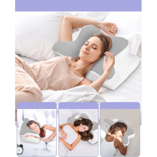 Ortopedický polštář pro spaní na břiše a bocích, profilovaná paměťová pěna,  proti bolesti šíje a ramen, 62 x 41 x 13 cm 