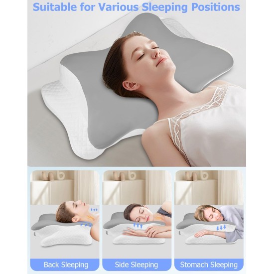 Ortopedický polštář pro spaní na břiše a bocích, profilovaná paměťová pěna,  proti bolesti šíje a ramen, 62 x 41 x 13 cm 