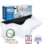 Ortopedický polštář Homca pro všechny typy spánků, profilovaná paměťová pěna,  proti bolesti šíje a ramen, 70 x 40 x 8,5/14,5cm, černá