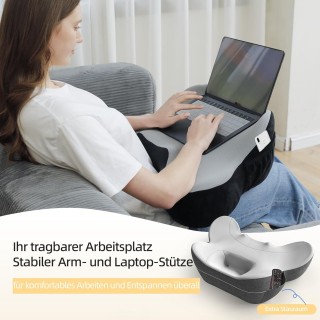 Polštář na čtení z paměťové pěny s postranními kapsami, ergonomický sedák pro domácí pohodu a uvolnění v posteli, černý