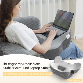 Polštář na čtení z paměťové pěny s postranními kapsami, ergonomický sedák pro domácí pohodu a uvolnění v posteli, šedý