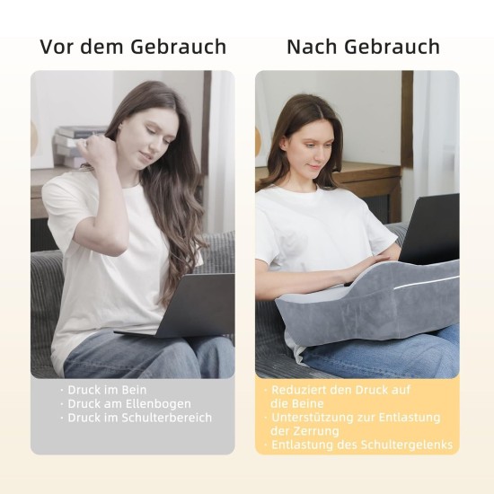 Polštář na čtení z paměťové pěny s postranními kapsami, ergonomický sedák pro domácí pohodu a uvolnění v posteli, šedý