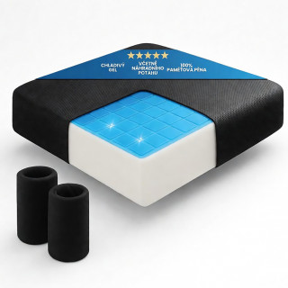 Ortopedický DaymandCare prémiový sedák 45 x 43 x 7 cm z viskoelastického materiálu a chladicího gelu se 2 potahy
