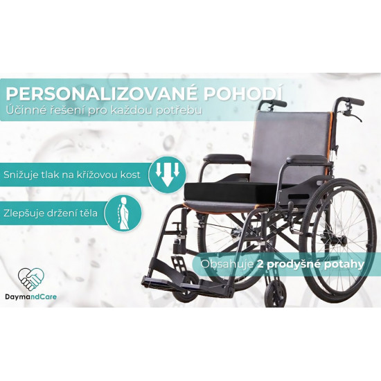 Ortopedický DaymandCare prémiový sedák 45 x 43 x 7 cm z viskoelastického materiálu a chladicího gelu se 2 potahy