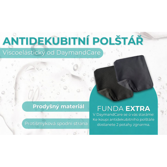 Ortopedický DaymandCare prémiový sedák 45 x 43 x 7 cm z viskoelastického materiálu a chladicího gelu se 2 potahy