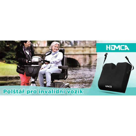 Ortopedický Homca sedací polštář 40 x 45 x 7,5 cm pro invalidní vozík, Memory Foam, proti hemoroidům a pro komfort sezení