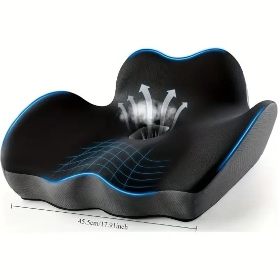 Ortopedická sedací podložka z paměťové pěny - XL, středně měkká, ergonomická, proti bolesti kyčlí a kostrče, 45,5 cm Ortopedická sedací podložka z paměťové pěny - XL, středně měkká, ergonomická, proti bolesti kyčlí a kostrče, 45,5 cm