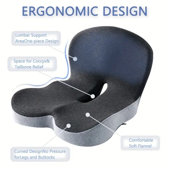 Ortopedická sedací podložka z opěrkou XL, paměťová pěna, ergonomická, proti bolesti kyčlí a kostrče, 44 x 42 x 32 cm Ortopedická sedací podložka z opěrkou XL, paměťová pěna, ergonomická, proti bolesti kyčlí a kostrče, 44 x 42 x 32 cm