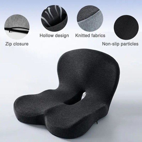 Ortopedická sedací podložka z opěrkou XL, paměťová pěna, ergonomická, proti bolesti kyčlí a kostrče, 44 x 42 x 32 cm Ortopedická sedací podložka z opěrkou XL, paměťová pěna, ergonomická, proti bolesti kyčlí a kostrče, 44 x 42 x 32 cm