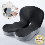 Ortopedická sedací podložka z opěrkou XL, paměťová pěna, ergonomická, proti bolesti kyčlí a kostrče,  44 x 42 x 32 cm 